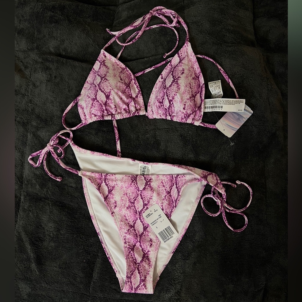 Forever 21 Pink Snake Print Bikini Swimsuit